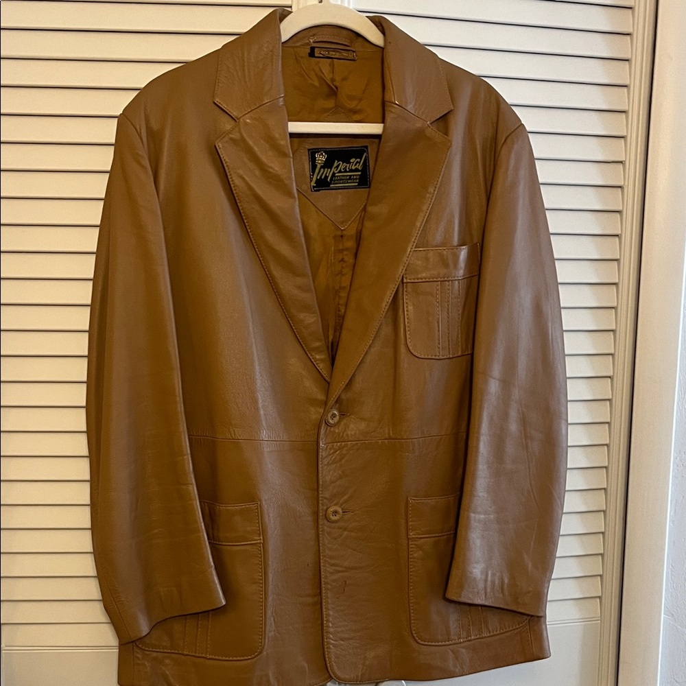 Men’s Camel Colored Leather Blazer/Coat /Jacket 44